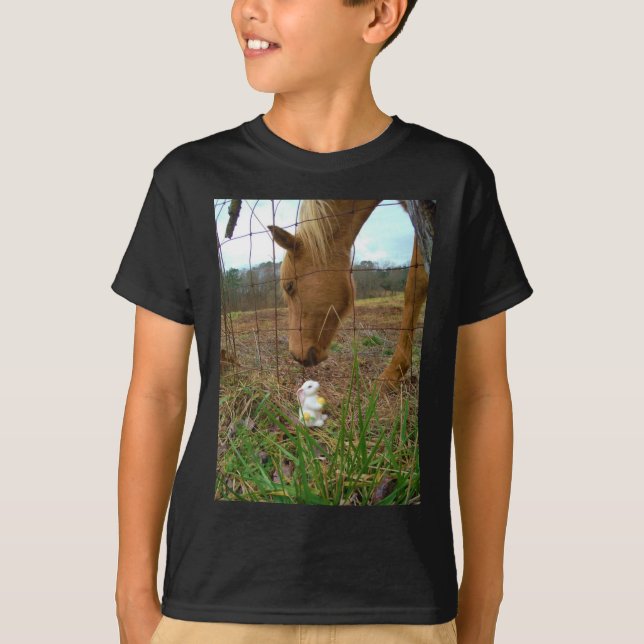 horse & Spring flower Bunny T-Shirt (Front)