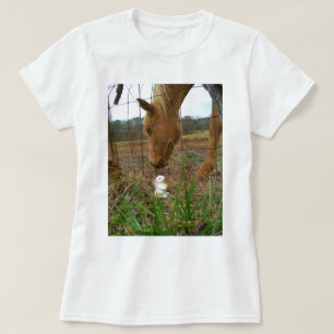 horse & Spring flower Bunny T-Shirt