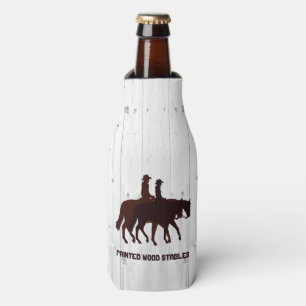 Horse Stables Western Horseback Weathered Wood Bottle Cooler