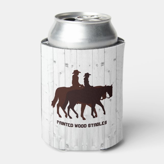 Horse Stables Western Horseback Weathered Wood  Can Cooler (Can Front)
