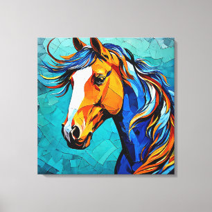 Horse Stained Glass Canvas Print