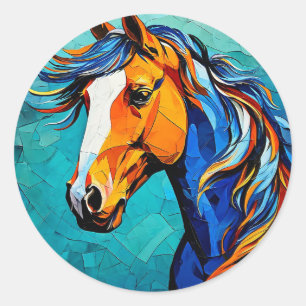 Horse Stained Glass Classic Round Sticker