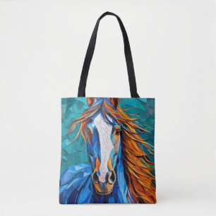 Horse Stained Glass Tote Bag