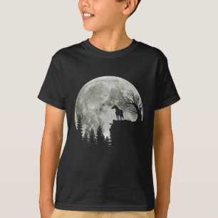 Horse Stand On Mountain Spooky Halloween Moon T-Shirt