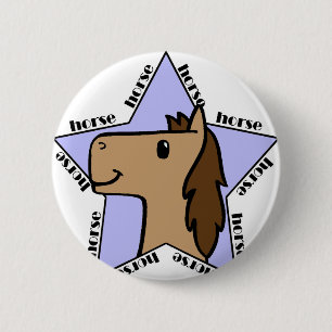 Horse Star 6 Cm Round Badge