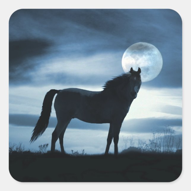 Horse Stickers Beautiful Blue and Moon (Front)