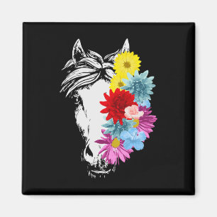 Horse Sunflower Cute Horseback Riding Flower Lover Magnet