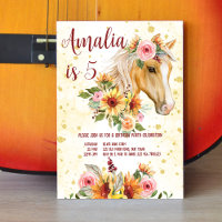 Horse sunflowers pink flowers girls birthday party