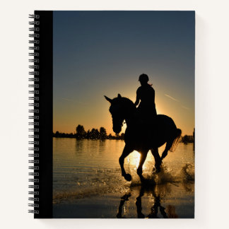 Horse Sunset Ride Daytime Nighttime Running Pretty Notebook