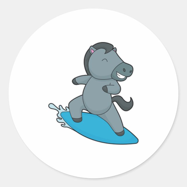 Horse Surfer Water sports Classic Round Sticker (Front)