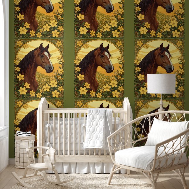 Horse Surrounded By Yellow Jasmine Flowers Wallpaper (Kids)