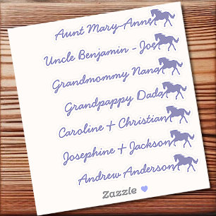 Horse Symbol Custom Guest List 7 Names Calligraphy