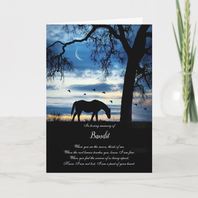 Horse Sympathy Beautiful Custom Name Spiritual Card (Front)