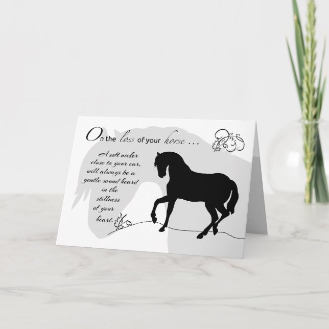 Horse Sympathy Black Silhouette Card (Front)