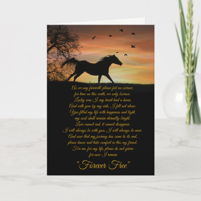 Horse Sympathy Card, Loss of Horse Spiritual Poem Card (Front)
