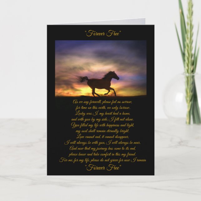 Horse Sympathy Card with Original Poem, Loss (Front)