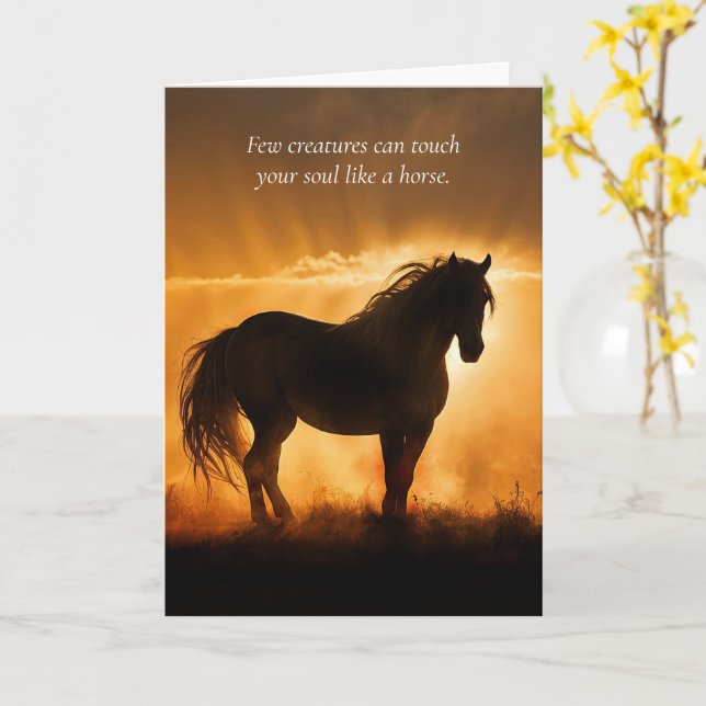 Horse Sympathy Condolences Loss of Horse in Sunset Card (Yellow Flower)