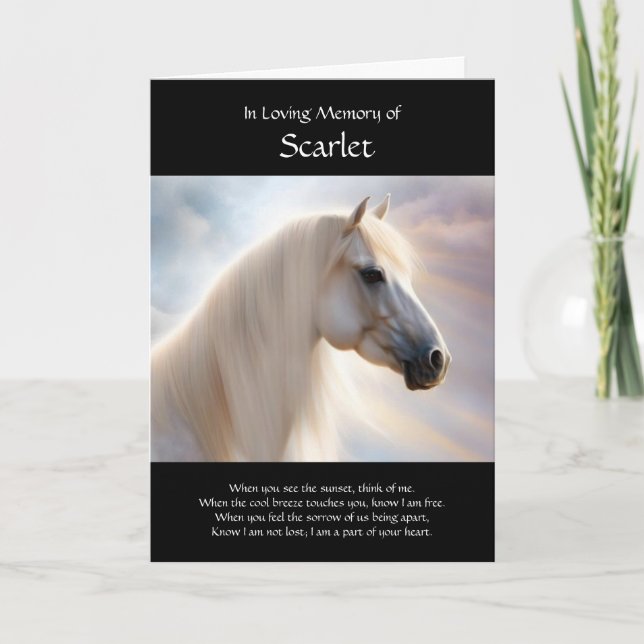 Horse Sympathy Custom Name and Photo Card (Front)