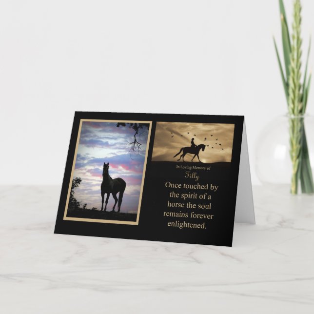 Horse Sympathy Custom Name and Photo Memorial Card (Front)