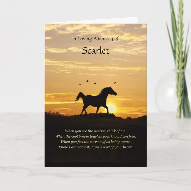 Horse Sympathy Custom Name with Beautiful Poem Card (Front)