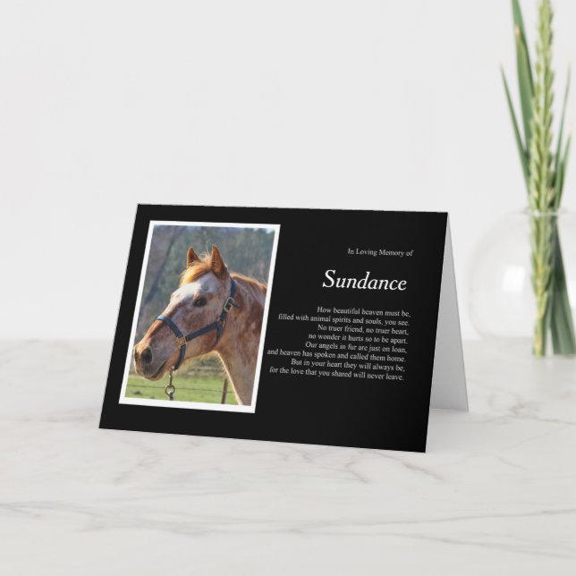 Horse Sympathy Custom Photo and Name Spiritual Card (Front)