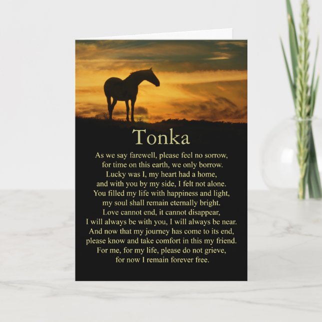 Horse Sympathy Loss of Horse Custom Name Card (Front)