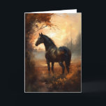 Horse Sympathy Peaceful Sunset Equestrian Card<br><div class="desc">Horse Sympathy Card with a sunset oil painting of a horse,  peaceful and serene. Inside is space for a poem or your text of choice. A beautiful thoughtful card to send someone who is grieving the loss of a horse.</div>