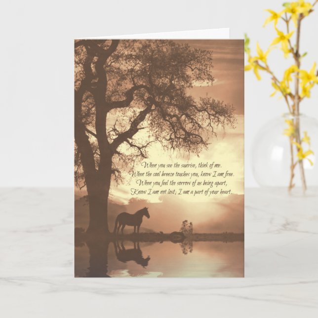 Horse Sympathy Sepia with Oak Tree Card (Yellow Flower)