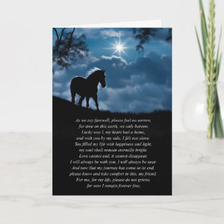 Horse Sympathy Spiritual Poem with Silhouetted  Card