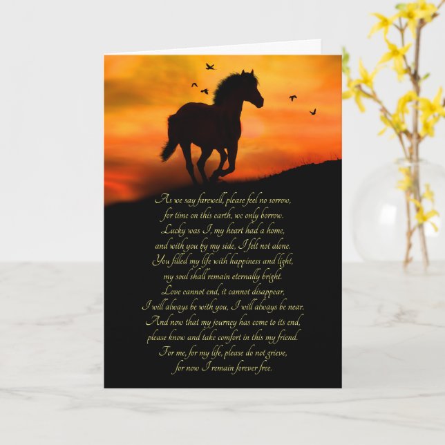 Horse Sympathy with Spiritual Poem  Card (Yellow Flower)
