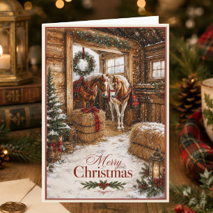 Horse Tartan Plaid Country Christmas Holiday Card