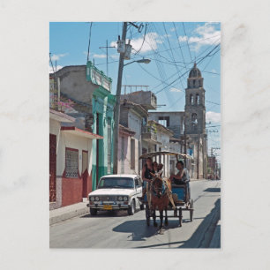 Horse taxi postcard