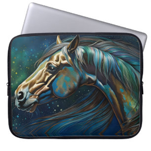 Horse Teal blue green brown Laptop Sleeve