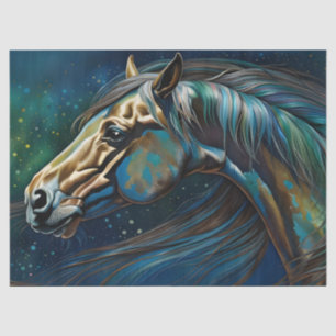 Horse Teal blue green brown Tissue Paper
