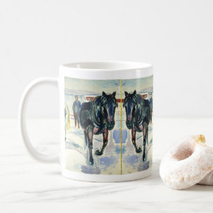 Horse Team in Snow by Edvard Munch Coffee Mug