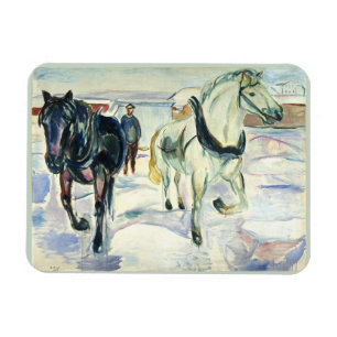 Horse Team in Snow by Edvard Munch Magnet