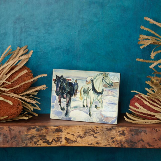 Horse Team in Snow by Edvard Munch Plaque (Side)