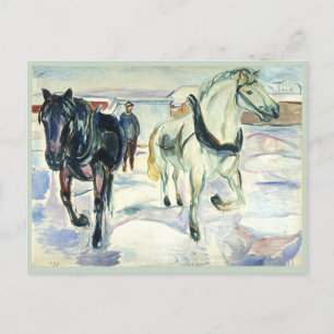 Horse Team in Snow by  Edvard Munch Postcard