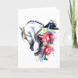 Horse thank you card, blank horse birthday card