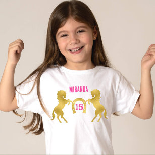 Horse themed birthday gold horse equestrian T-Shirt