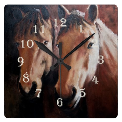 Image of Horse Themed Clock with Two Horses