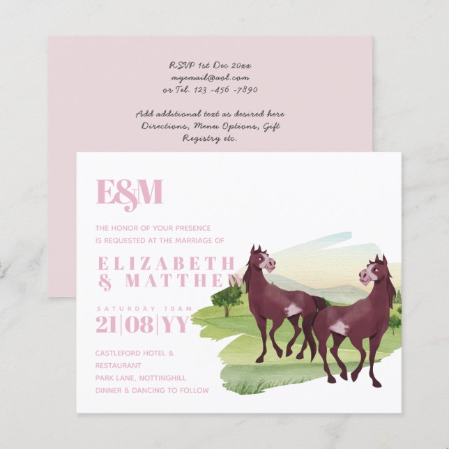 Horse Themed Country Western Rustic Wedding (Front/Back)