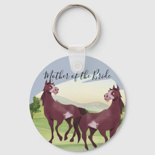 Horse Themed Country Western Rustic Wedding Key Ring