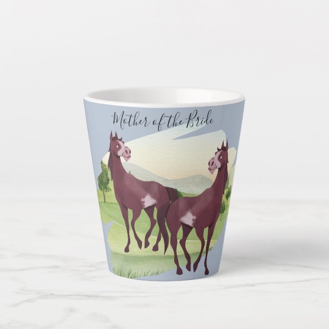 Horse Themed Country Western Rustic Wedding Latte Mug (Front)