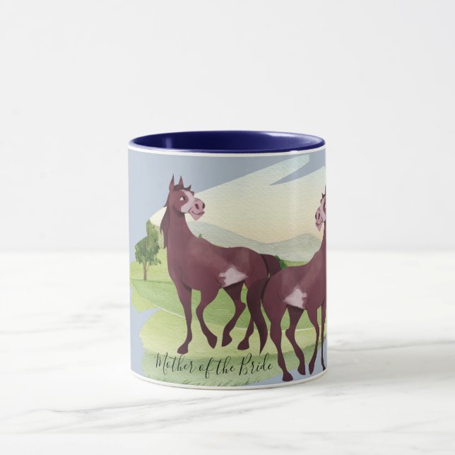 Horse Themed Country Western Rustic Wedding Mug (Center)