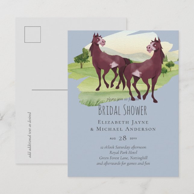 Horse Themed Country Western Rustic Wedding Postcard (Front/Back)