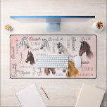 Horse themed gifts personalised name  desk mat<br><div class="desc">Horse themed gifts personalised name horse portrait collage desk mat,  lovely gifts for horse loving girls</div>