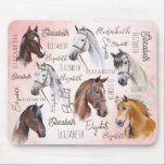 Horse themed gifts personalised name monogrammed mouse mat<br><div class="desc">Horse themed gifts personalised name mouse pad horse portrait collage monogrammed mouse pad,  lovely gifts for horse loving girls personalised mouse pad,  horse lovers gifts for girls personalised mouse pad,  horses collage mouse pad</div>