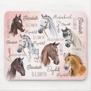 Horse themed gifts personalised name monogrammed mouse mat