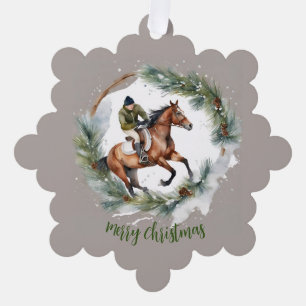 Horse Themed Winter Christmas Gift Tag Ornament